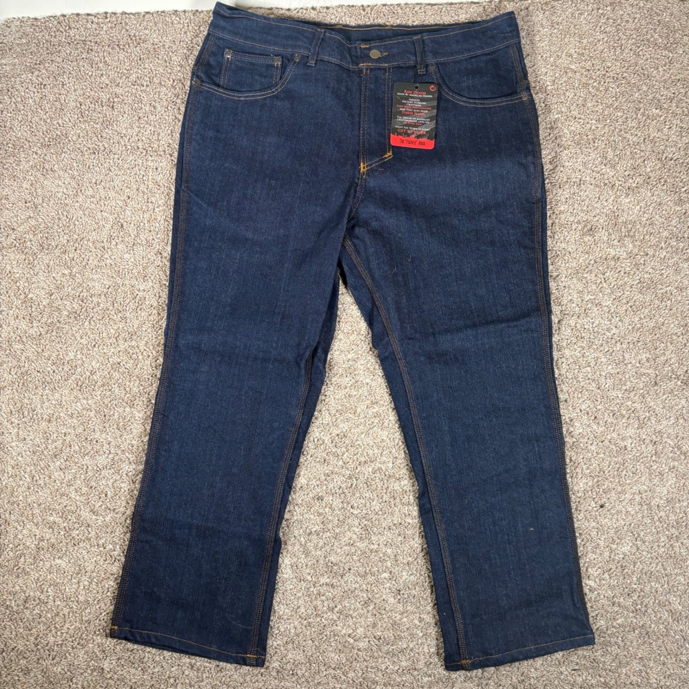 Origin USA The Factory Jeans Men 38x28 Raw Denim Legit Fit Indigo Blue USA Made
